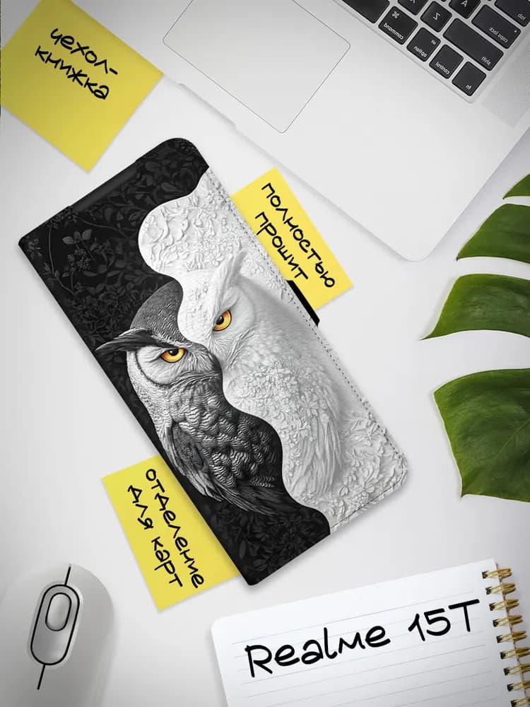 Chehol Knizhka Dlya Realme 15t Realmi 15t S Printom Chernyy
