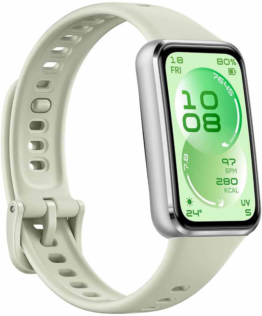 Умные часы HUAWEI Band 11 алюминевые серебристые, с зелёным ремешком — фото 4