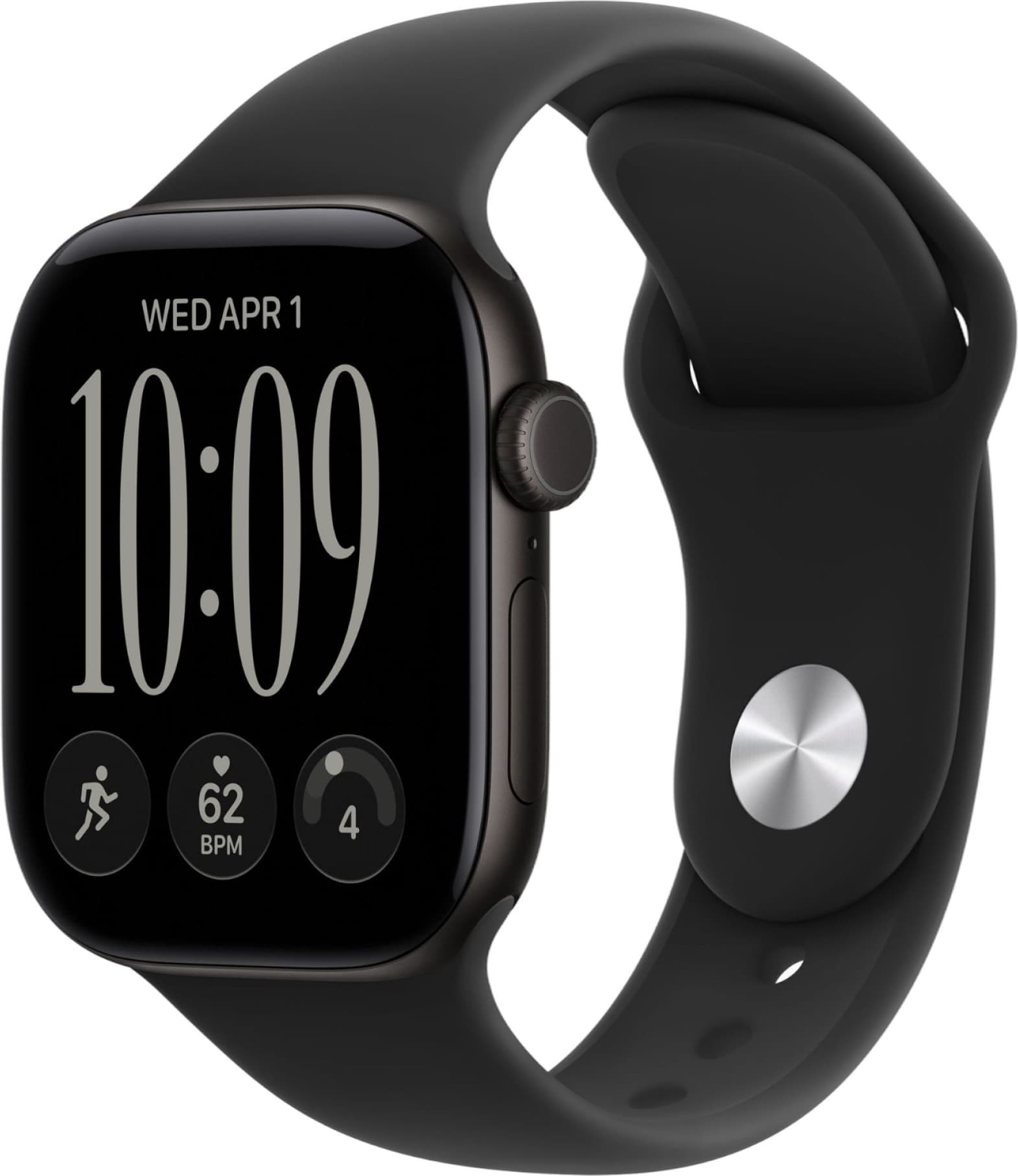 Apple Watch Series 12, 42 mm, GPS, Black Aluminum, Black Sport Band, S/M